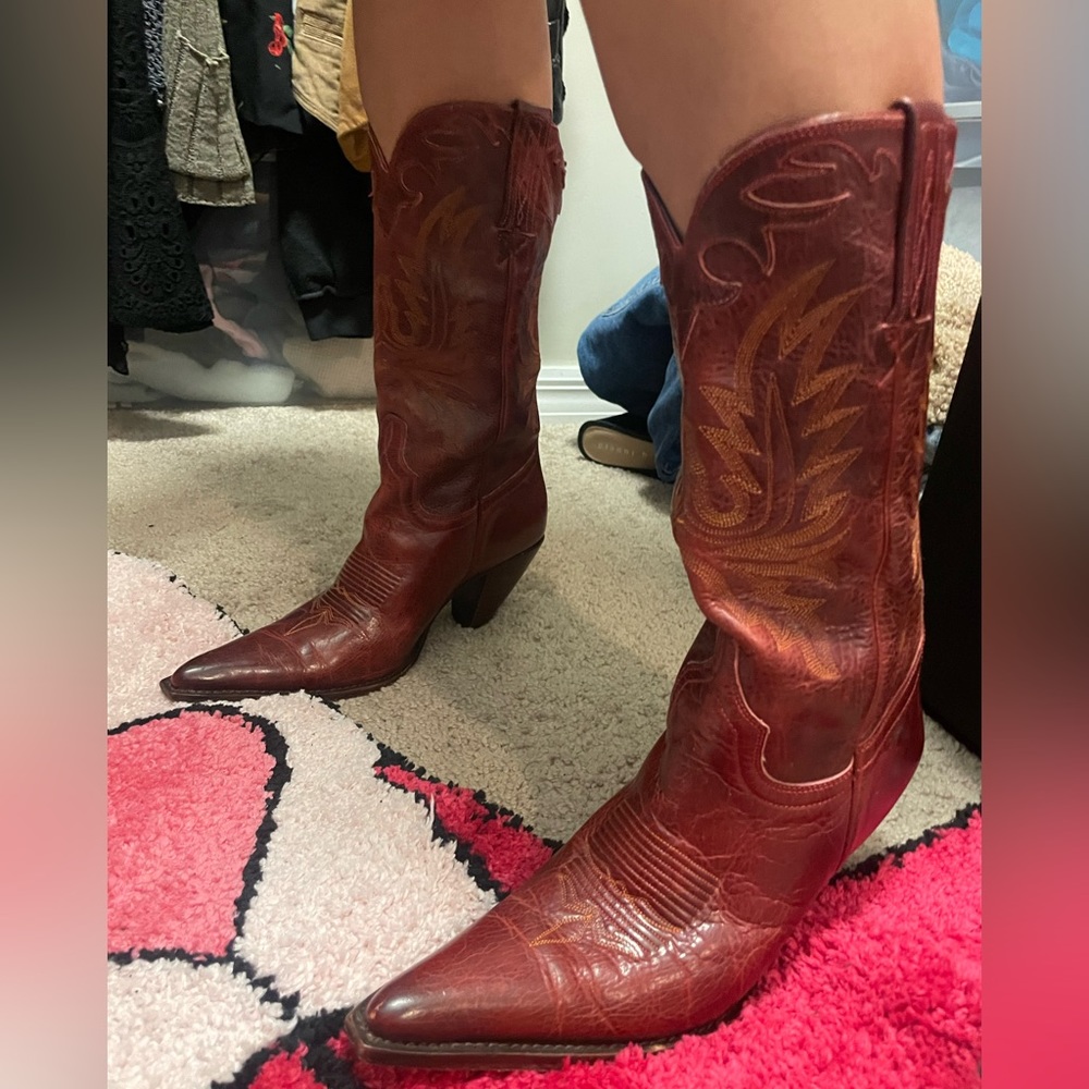 Charlie 1 Horse Cowboy Boots RD Calf Western Fashion By Lucchese Women 8